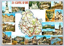 Cote d'Or Map France Postcard