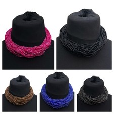 Statement Kette, Blogger, Collier, 38-reihig, Glasperlen, Boho, Modekette,chunky