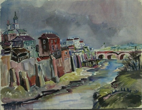 Gemälde aquarell stadt - gemälde,