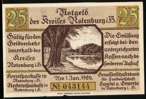 Notgeld rotenburg 1920 - h.,