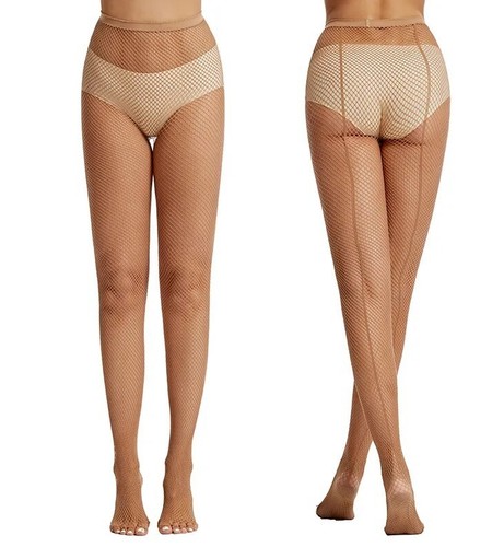 Netzstrumpfhose braun mit naht - mit,