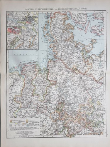 1895 antik landkarte hanover - antik,