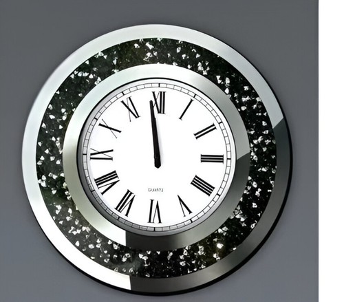Wanduhr rund schwarz kristall - rund,