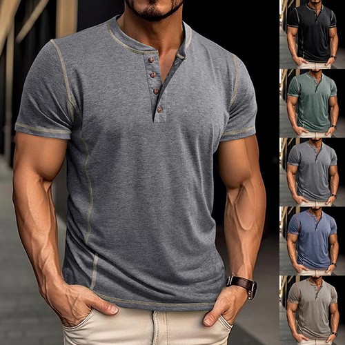 Herren henley shirt - t-shirt, mit