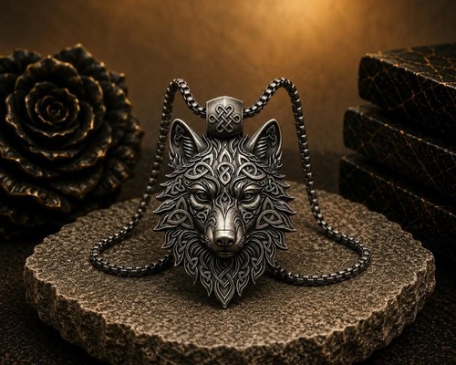 Keltischer wolfskopf anhänger - keltischer,