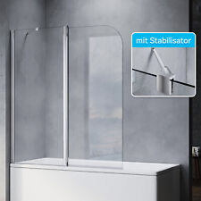 2-teilig Duschabtrennung Badewannenaufsatz ESG Faltbar Duschwand für Badewanne