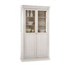 Vitrine Kiefer massiv weiß Landhausstil Boston