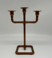 Kupferrohr Kerzenleuchter Vintage 20. Jahrhundert Industrie Design 26,5 cm hoch