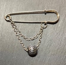 Fashion / Ketten-Brosche mit Anhänger / Tuchnadel / Schalnadel / Kiltnadel!