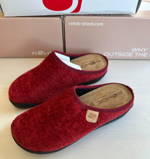 Rohde Damen Hausschuh 6634 Clog Samtoptik Gr. 37  Rotton Wechselfußbett neu