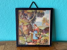 Altes Bild Glas ländliche Idylle Puppenstube Puppenhaus dollhouse picture