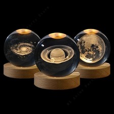 3D Crystal Galaxy Moon Planet