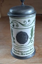 Vintage Bierkrug mit Zinndeckel DAB