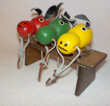 ++ Vintage 3 Pferde - Zierkorken mit Halter aus Holz - 60/70er Jahre Pony ++Mbr