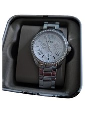 Fossil Damenuhr Elegant Silber Strass Armbanduhr Metall