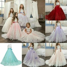 Kinder Blumenmädchen Tüll Partykleid Prinzessin Tutu Spitze Hochzeit Abendkleid·