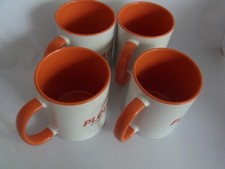4 Becher Kaffeepott Reklame "PLEWA" Endlich Feuerabend. Porzellan 300ml