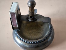 Antiker Aschenbecher mit Zigarrenschneider/Cutter und Streichholzhalter Vintage