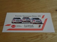 1990 Audi V8 Quattro Tourenwagen Meister Stuck Racing Sticker 9" x 4" Audi Sport