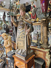 Rarität! Große Heiligenfigur, Bischofsfigur Italien frühes 16. Jhd. Kiefernholz