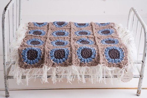 Decke granny square grau - decke,