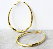 Creolen oval vergoldet XXL große StatementOhrringe Geschenk Frauen Mädchen Teen