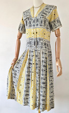 Vintage kleid 40er jahre gelb - vintage-kleid,