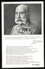 Ansichtskarte Kaiser Franz Josef I. von Österreich mit Gedicht von H. Thom 