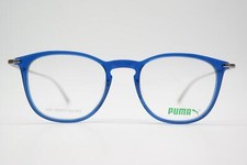 Brille PUMA PU01390 Blau Silber Oval Brillengestell eyeglasses Neu