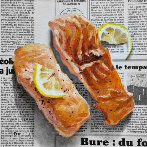 Bratfisch lachs bild gemälde - bild,