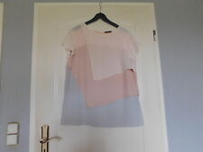Damenbekleidung Sisley Gr.40/42 Kurzarmbluse beige-grau-rose wunderschön 3-lagig