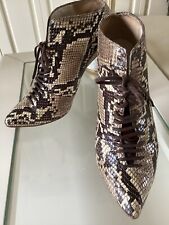 Zara Stiefelette Leder Schnürstiefelette High Heels  Snakeprint braun Gr. 36