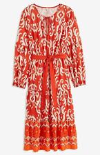 Kleid mit weitschwingendem Rock Gr. 36/38 Dunkelorange Weiß Damen Midikleid Neu