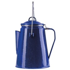 Email Kaffeekanne Western 2 Liter mit Percolator Camping Kanne Emaille blau Neu