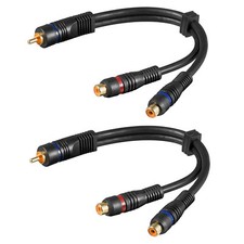 2 Stück Goobay® Cinch Y-Kabel Y Adapter Verteiler Subwooferkabel Chinch CAR Hifi