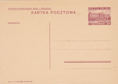 Polnische ganzsache 1936 - gg:,