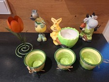 7 Ältere Osterdeko, Blumentopf, Frühlings Deko, 
