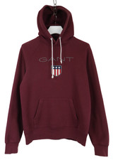 Gant Hoodie Herren Medium Burgunder Logo Känguru Tasche Kapuze Mit Kordelzug