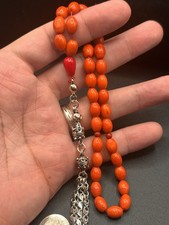 Korallenkette Tespih Rosary Coral Lachsrot Silber Püskül سبحة مرجان تونسي