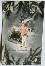 AK alte Postkarte Motiv Weihnachten um 1916 Schnee Junge Winter