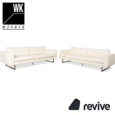 WK Wohnen WK 620 Set Leder 2x Viersitzer Creme Weiß Sofa Couch