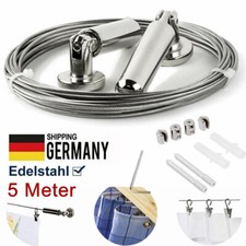 Vorhang Seilspanngarnitur Drahtseil Wand Decke Gardinen Befestigungssystem 5M
