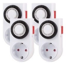 HBN Mechanische Zeitschaltuhr Steckdose, 16A/3680W mit Kindersicherung, 4er Set