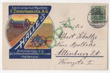 Deutsches Reich Halle Saale: Fabr. landw. Maschinen Zimmermann. Gel. 1913