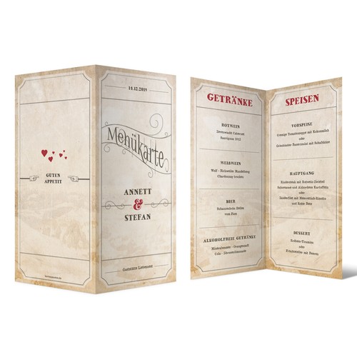 Hochzeit menükarten - hochzeit,