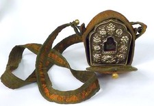 Reliquie China / Tibet um 1850 Bronze Silber