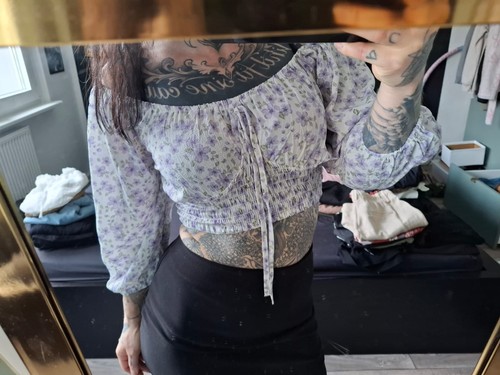 Damen crop bluse - bluse, blusenshirt