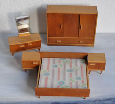 Puppenmöbel Puppenhausmöbel 50er 60er Schlafzimmer Bett Spiegelkommode Schrank