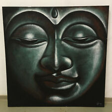 Bild Buddha 100x100cm Gemälde groß handgefertigt Leinwand Bali Kunst Art Budda