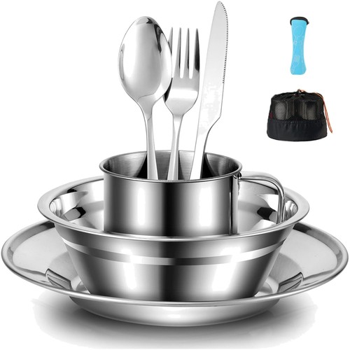 Campingbesteck set edelstahl - set,